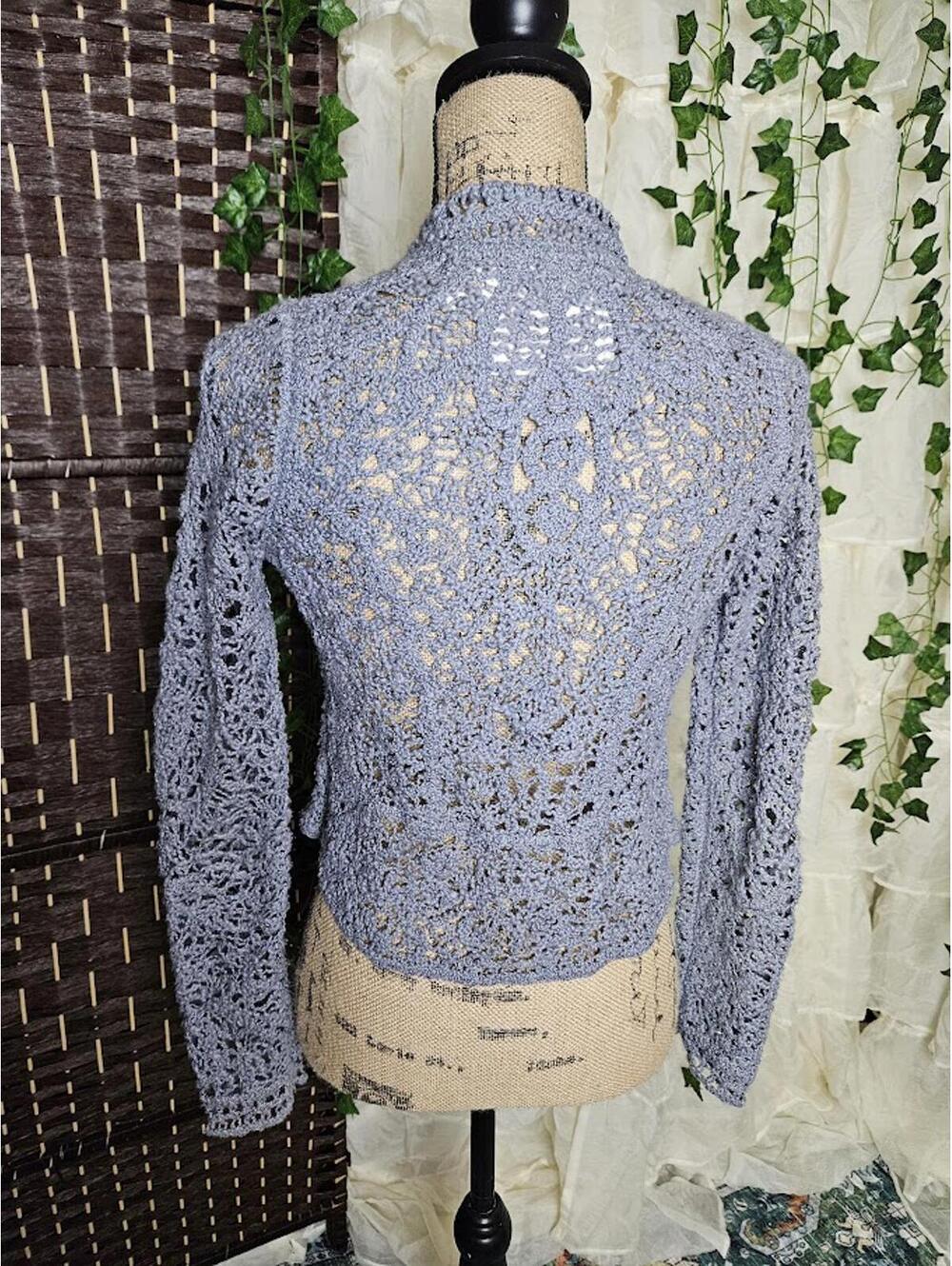 Anthropologie Angel of the North Crochet Cardigan Open Knit Cropped XS - Picture 4 of 5